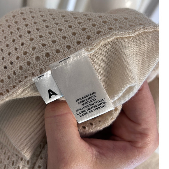 Ann Taylor Women's Size M Cream Open Front Lightweight Cardigan Sweater #0001 - Picture 5 of 6